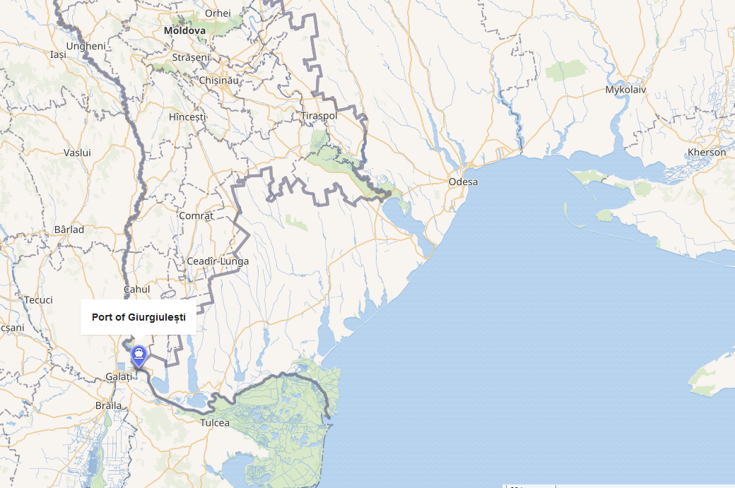 The location of the port – in proximity to Odesa and the Black Sea. Source: Wikimedia/ Open Street Maps